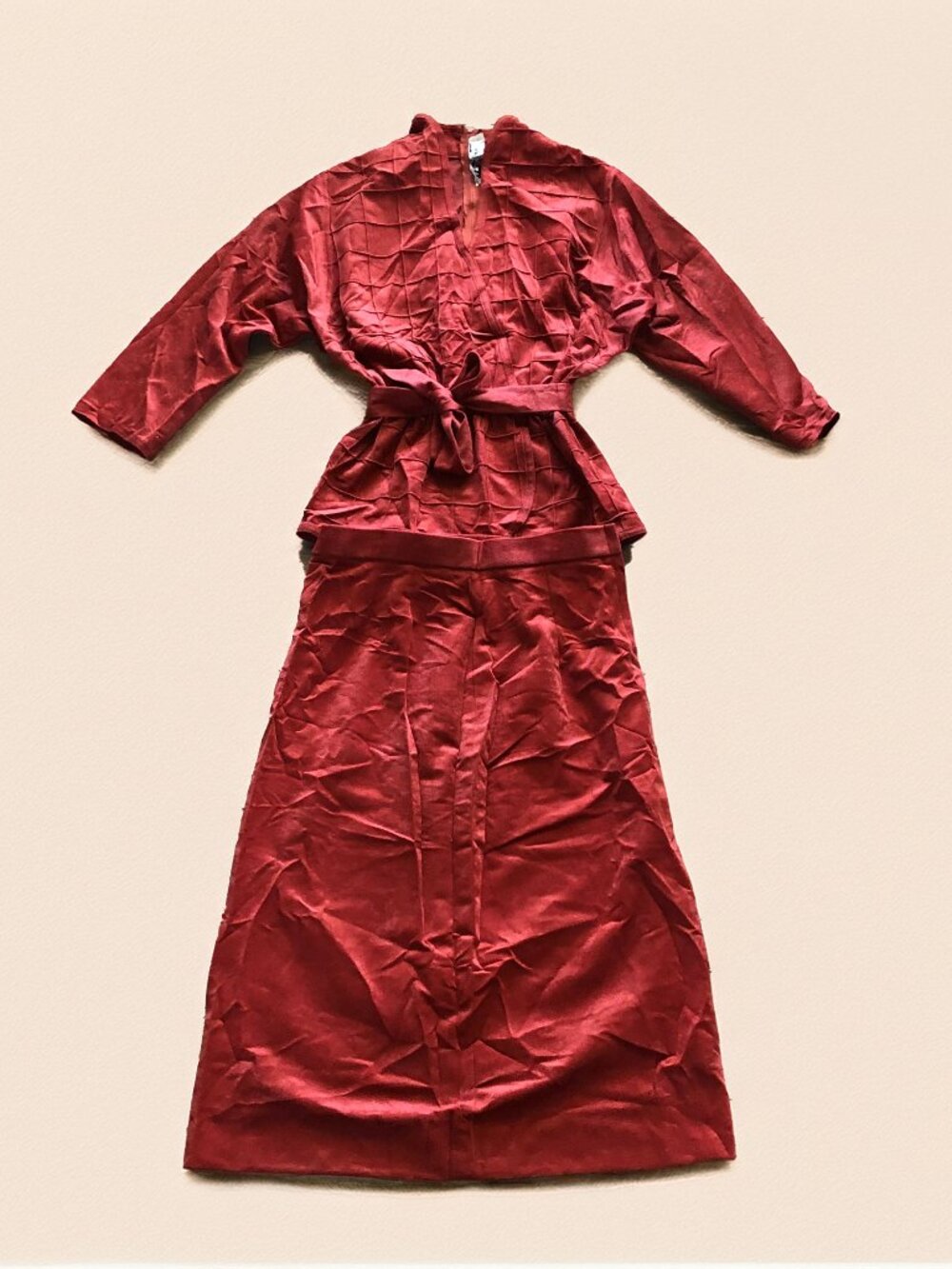 Vintage Vicenti 2-Piece Maxi Skirt Set Burnt Orange/Red Sz 8